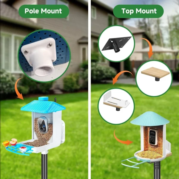 79in Adjustable Bird Feeder Pole – Heavy-Duty Metal Stand (Black) - Image 2