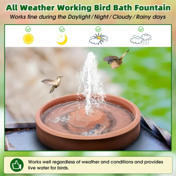 8W Bird Bath with Fountain Pump – Adjustable Flow & Nozzles for Outdoor Use - Image 2