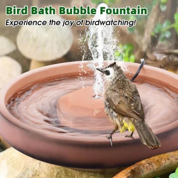 8W Bird Bath with Fountain Pump – Adjustable Flow & Nozzles for Outdoor Use - Image 3