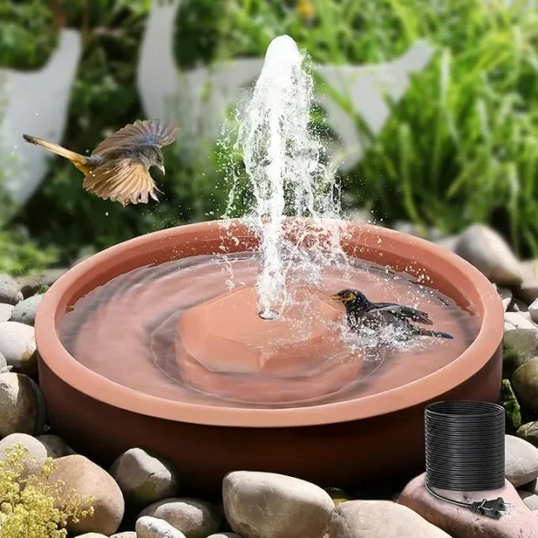 8W Bird Bath with Fountain Pump – Adjustable Flow & Nozzles for Outdoor Use