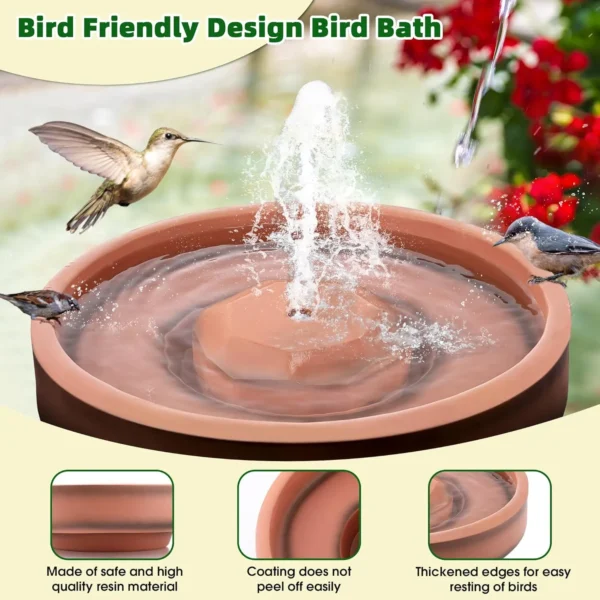 8W Bird Bath with Fountain Pump – Adjustable Flow & Nozzles for Outdoor Use - Image 6